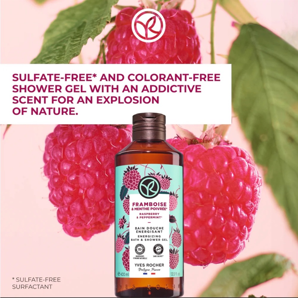 Yves Rocher Raspberry & Peppermint Shower Gel - Picture 2 of 9